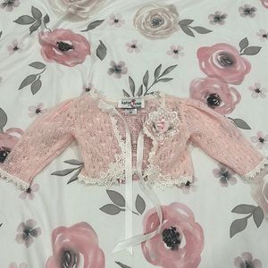 KATIE ROSE - delicate lace and rose appliqué sweater - 6 months